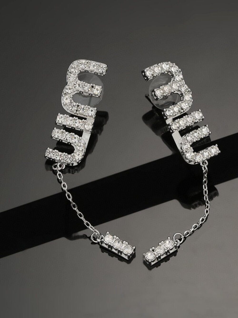 Miu Miu Full Diamond Chain Earrings